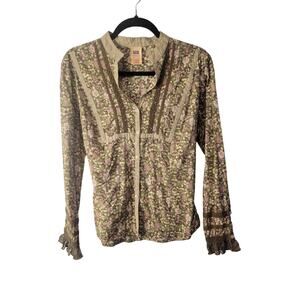 VTG Rare Faded Glory Small‎ Y2K Boho Prairie Buttons Lace Cotton Fairy Cowgirl